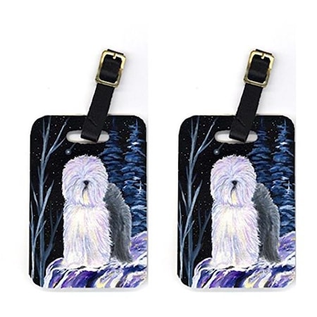 Carolines Treasures Carolines Treasures SS8406BT Pair of 2 Starry Night Old English Sheepdog Luggage Tags SS8406BT